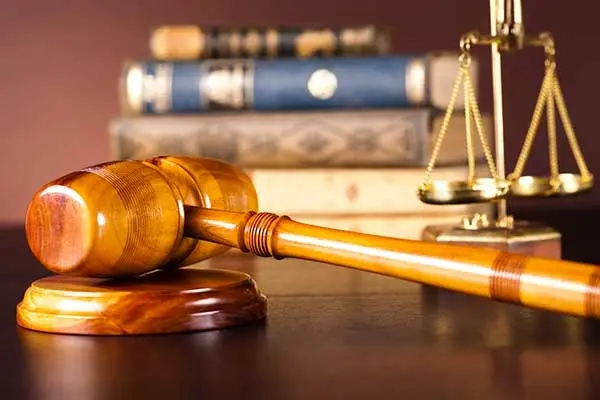 Gavel and papers for arbitration and litigation