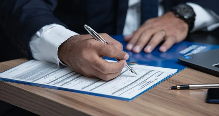 Civil lawyer sign on a document
